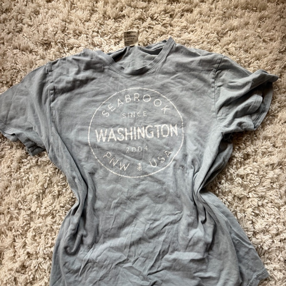 Seabrook, Washington, PNW Pacific Northwest Port & Company Light Blue T-Shirt - Picture 2 of 3